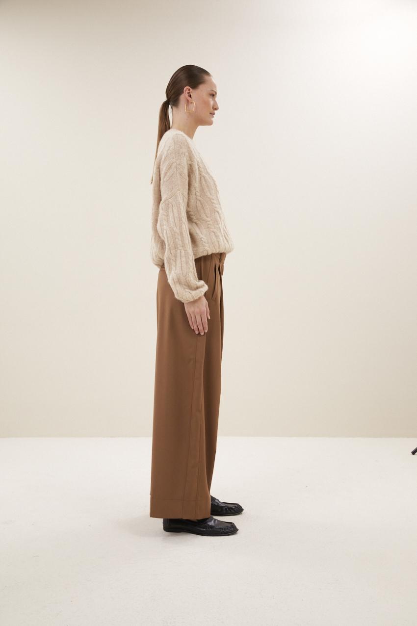 By-Bar Jule Camel Pants Damen Stoffhose Bundfalten beige braun